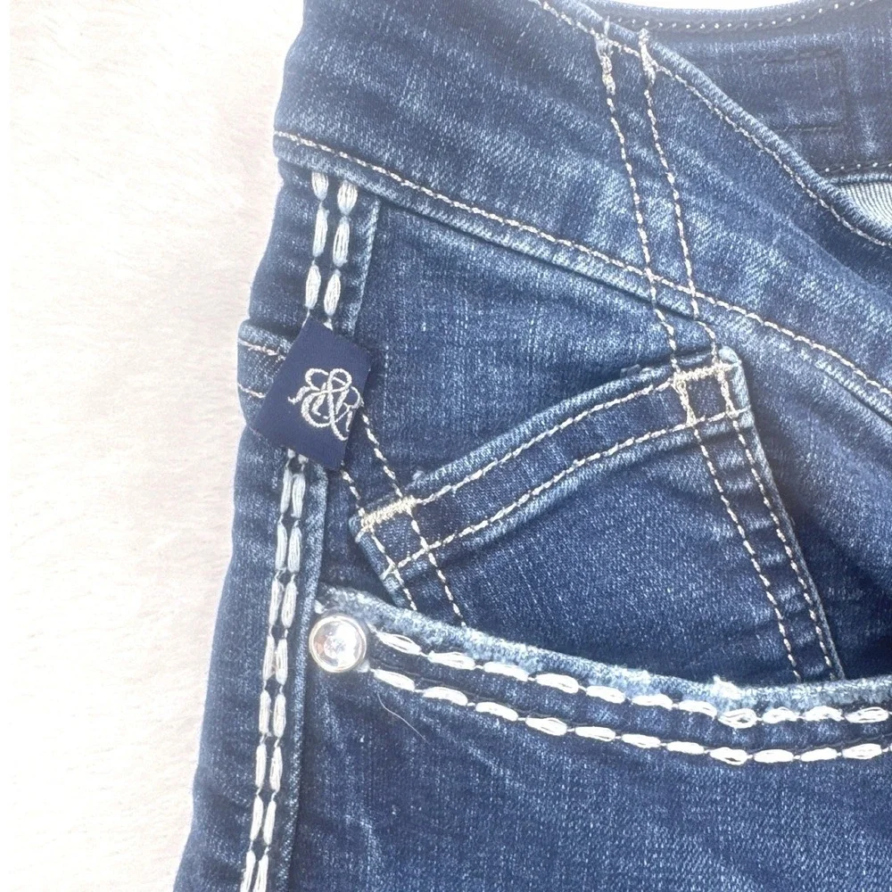 Rock & Republic KASANDRA Bootcut Jeans 14 Blue Dark Contrast Stitch Western